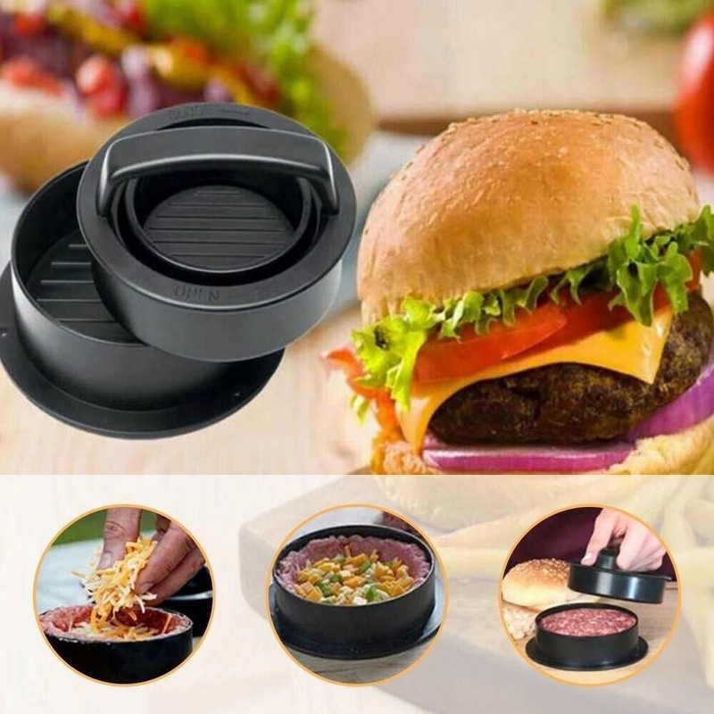 Non Stick Stuffed Burger Press Hamburger Patty Molds Maker Sliders BBQ 3 IN 1 US gallery