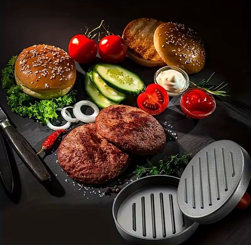 Non-Stick Burger Press Patty Maker Aluminum Hamburger Mold BBQ Tool gallery