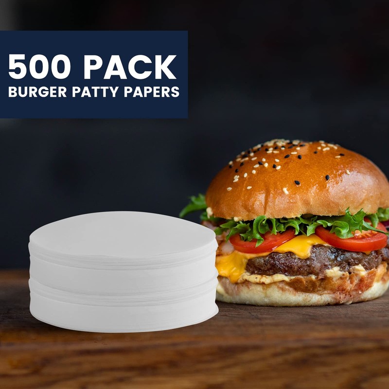 Yenmoz 500 PCS 4.5 Inch Hamburger Patty Paper Round, inch diameter, White gallery