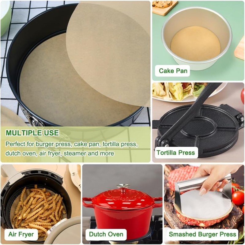 7 Inch Parchment Paper Rounds Set of 200 Hamburger Patty Paper/Burger Press gallery