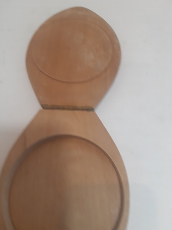 Vintage Wood Hamburger Press hand painted in Japan Woodpecker Woodware, kitchen gallery