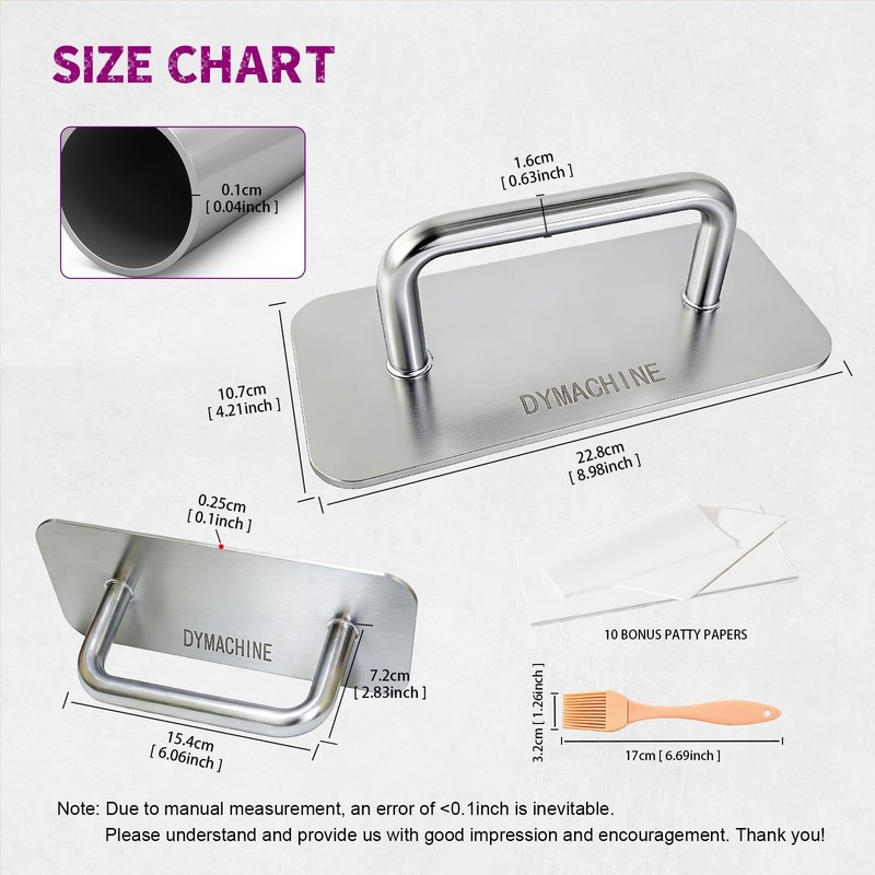 Stainless Steel Burger Press,9 Inch Smash Burger Press,2.5mm Non-Stick Smooth... gallery