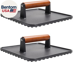 10″ Square Cast Iron Burger Press Smash Burger Griddle Weight Press for Blacksto