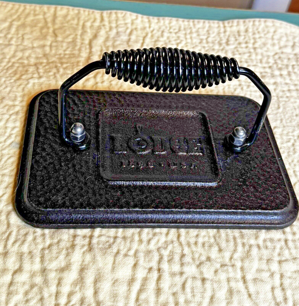 Lodge cast iron bacon press smash burger Panini press sandwich grill 4.5 x 6.75”