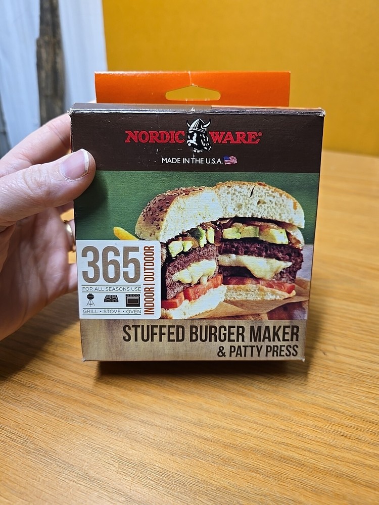 Nordic Ware 3 In 1 Stuffed Burger Maker & Patty Press Indoor Outdoor USA Vin