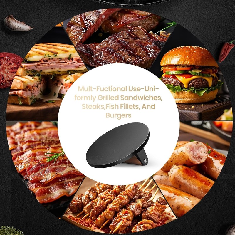 Smashed Burger Press 7” Round Heavy-Duty Cast Iron Smash Meat Steak Burger Press gallery
