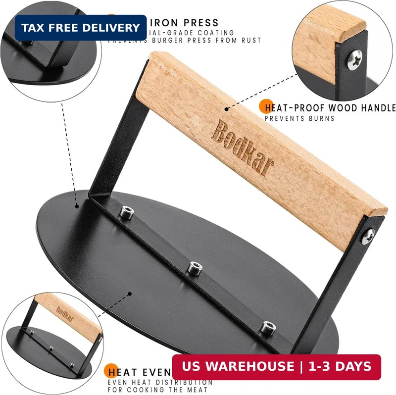 bodkar Smash Burger Press 6 inch, Round Burger Smasher Grill Press for Griddle B gallery