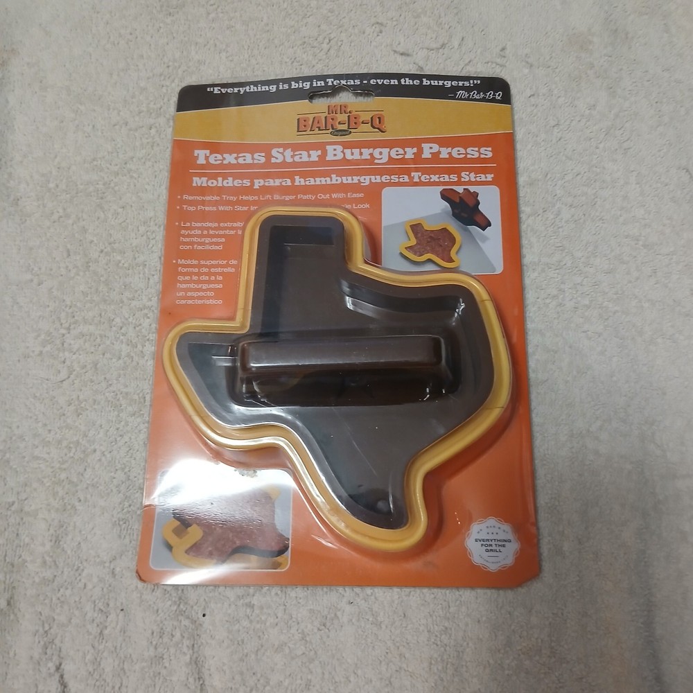 MR BAR-B-Q Novelty Texas Burger Patty Press Star Impression Cutter New Unique