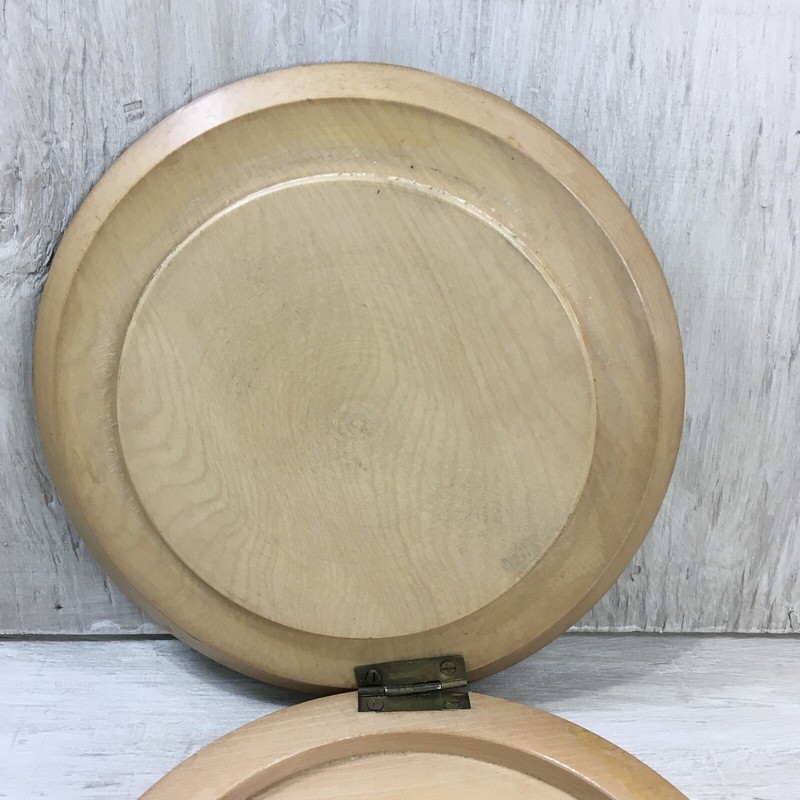 Vintage Hamburger Burger Press Rooster Hinged Wood Lid Mid Century 4.75" Burger gallery