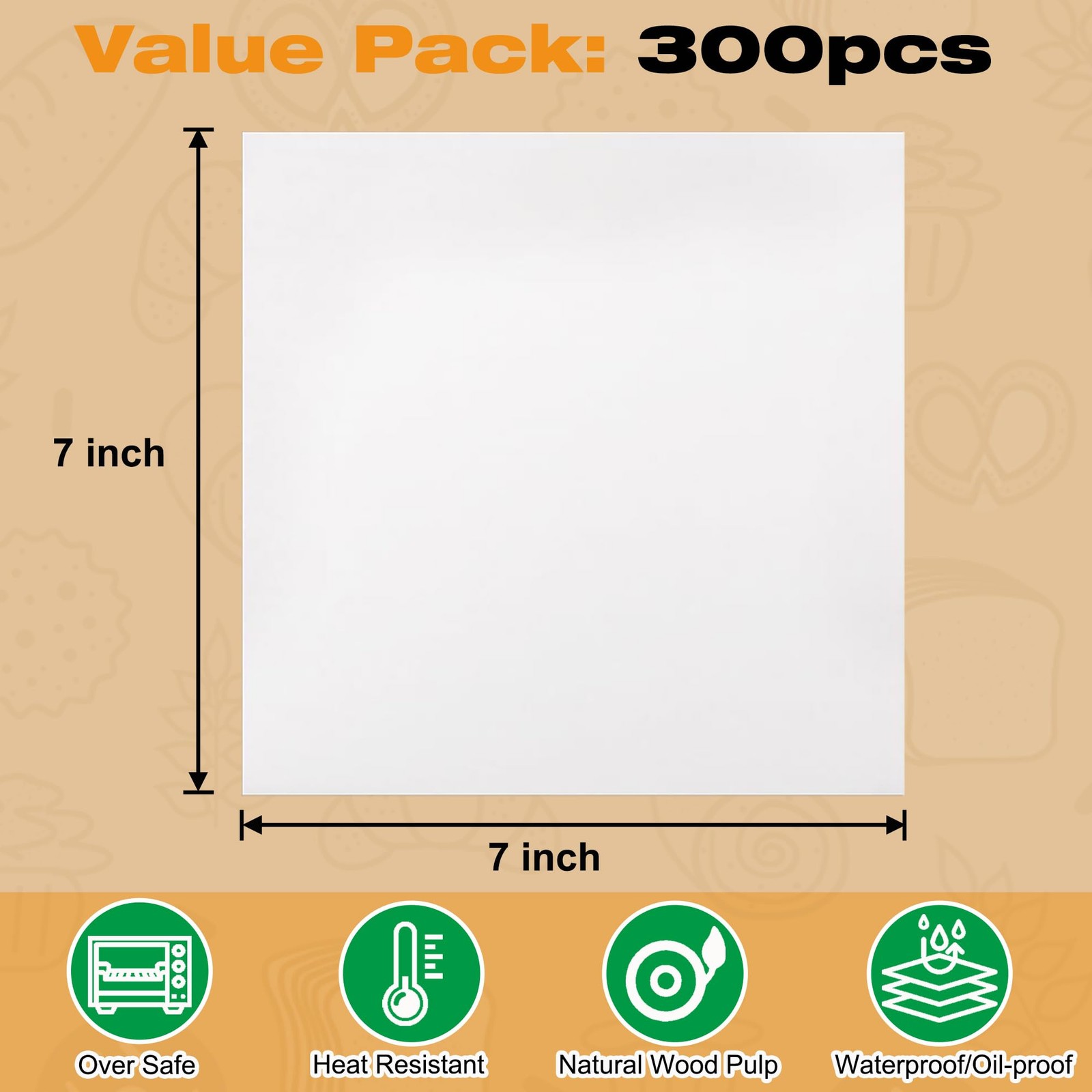 300Pcs Burger Patty Paper, AIMEIKI 7x7 Inch Parchment Paper 7 x 7 Inch, White gallery