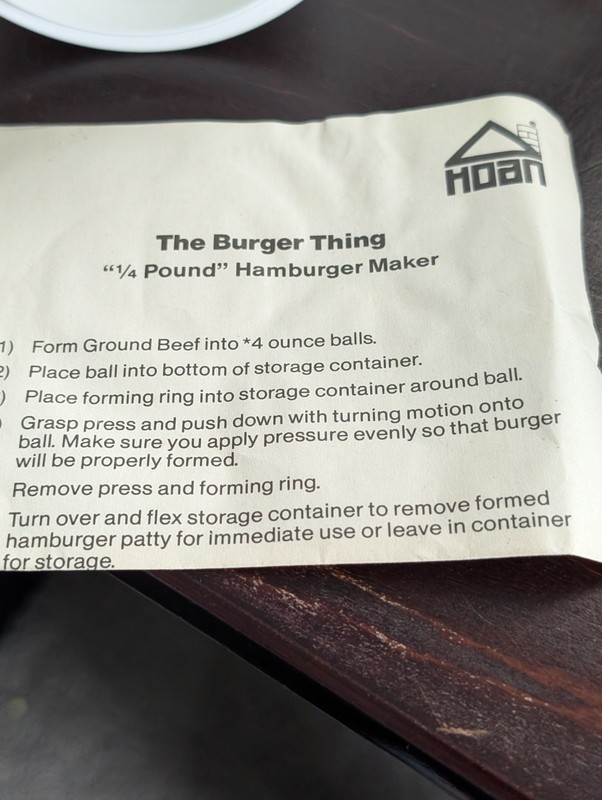 VINTAGE The Burger Thing by Hoan - 1/4 Pound Burger Press COMPLETE w/ Box 1985 gallery