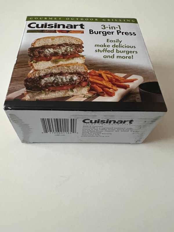 CUISINART 3 IN 1 BURGER PRESS * PATTY MAKER SLIDERS * Open Box Never Used gallery