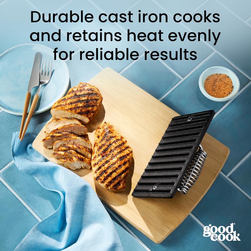 Cast Iron Grill Press Pre-Seasoned with Ridges Oven Safe to 500 F, 7.75x4.9-I... gallery