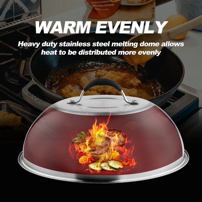 12'' Cheese Melting Dome & 8'' Burger Press 2pcs Griddle Accessories Set gallery
