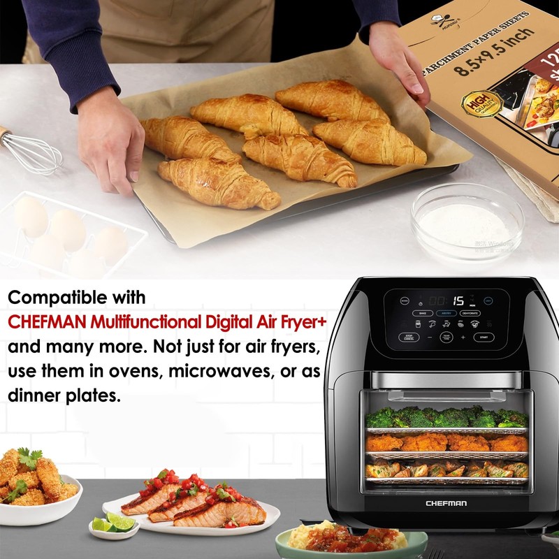 Air Fryer Liners Disposable for CHEFMAN 125pcs 8.5" x 9.5", Natural gallery