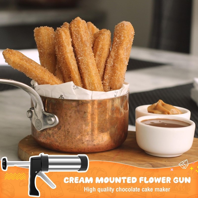 Churro Maker Machine, 3-in-1 Stainless Steel Churro Gun Kit - 16 Discs&8 Tips... gallery