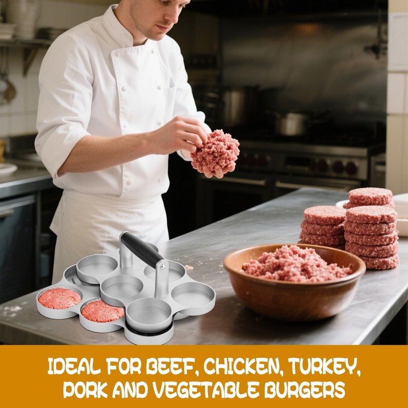 Mini Burger Press Small Meat Patty Maker with 300 Patty Papers round Shape Press gallery