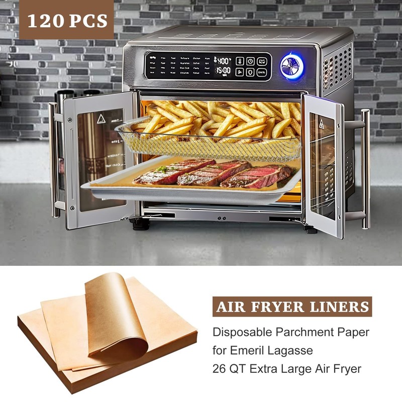 KAWENDE 120 Pcs Air Fryer Liners, 10''x11'' Disposable 10''x11'', Wood gallery