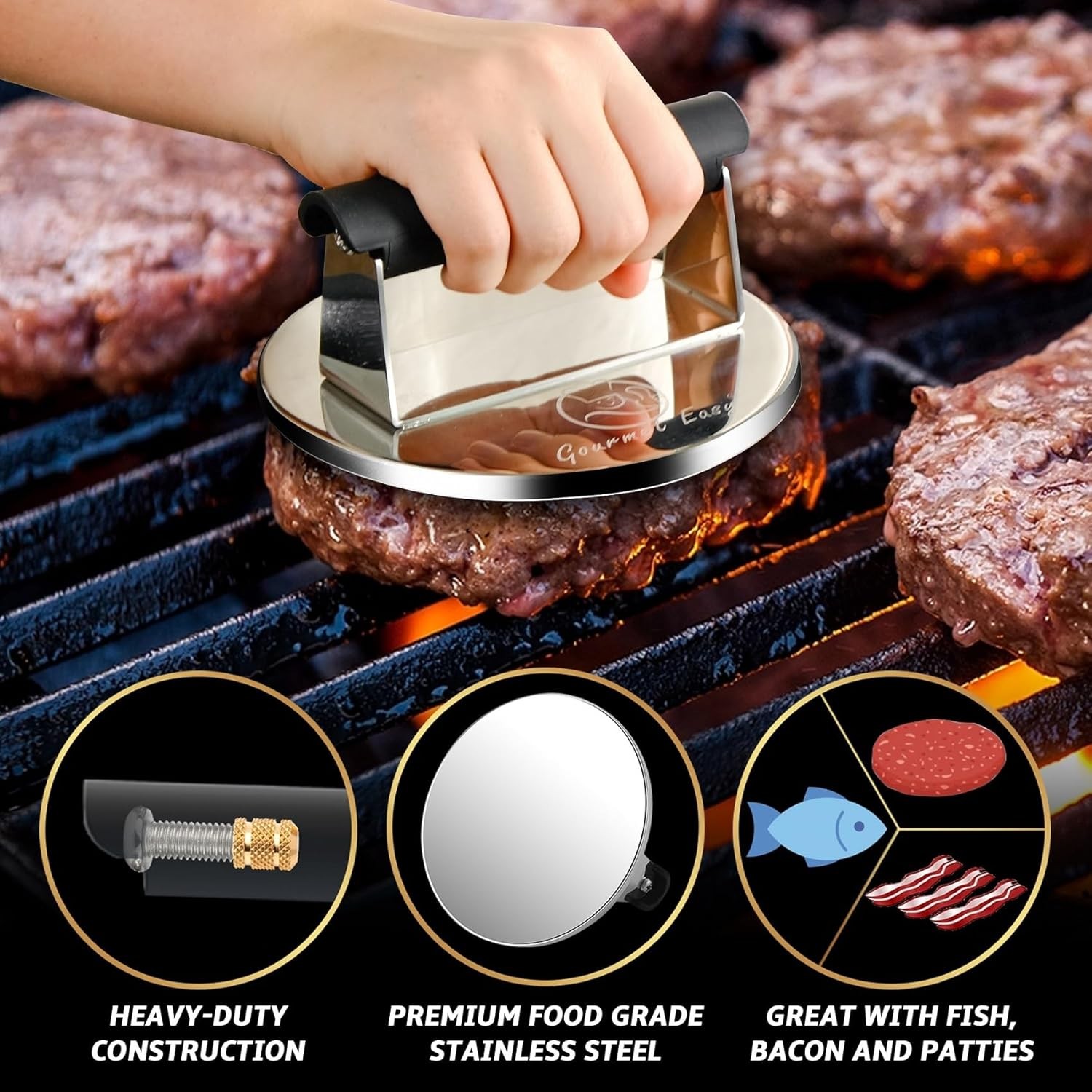 2lb Smash Burger Press Stainless Steel, Steel gallery
