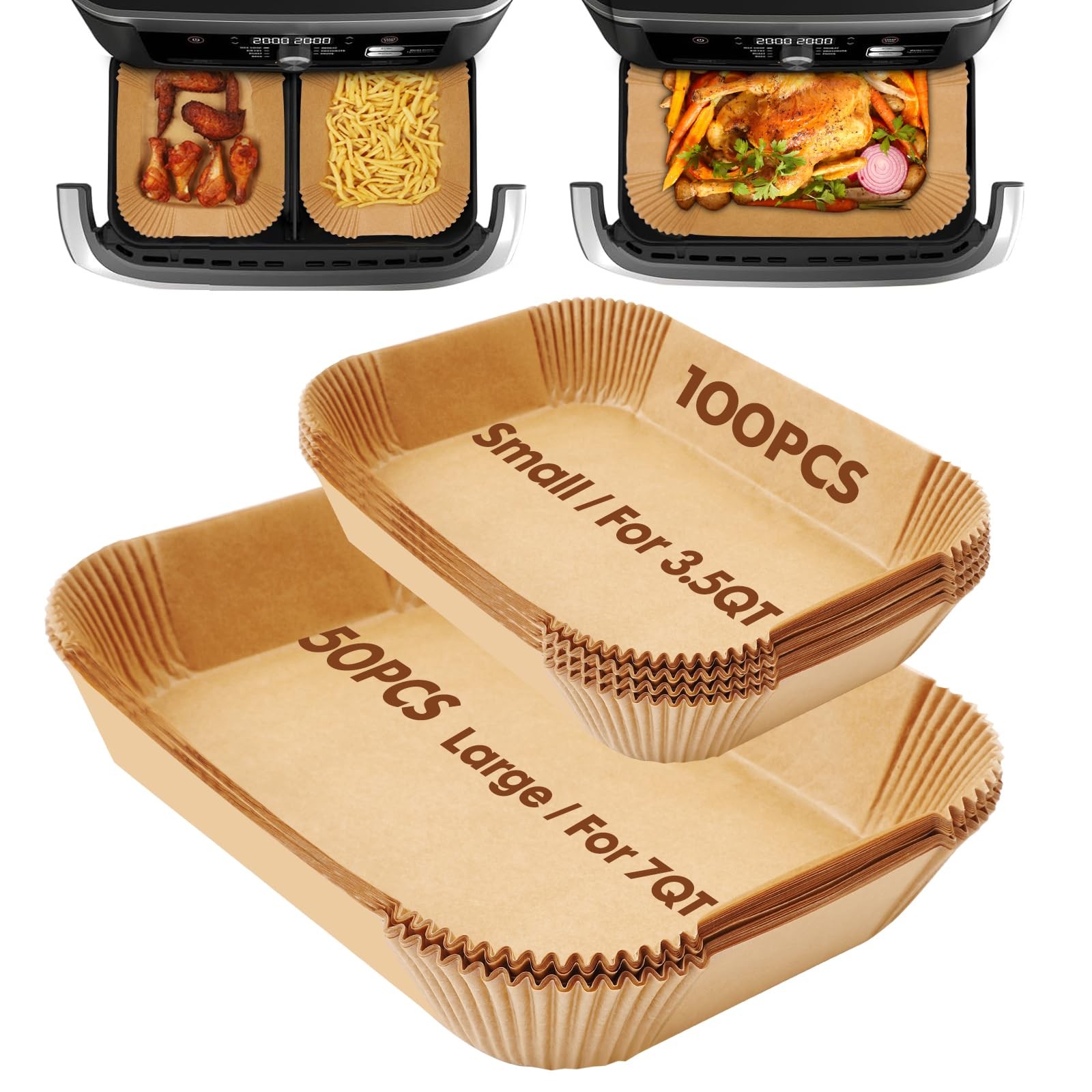 Air Fryer Liners Disposable 150Pcs for DZ071 BEIGE, 150Pcs（L*50pcs+S*100pcs) gallery