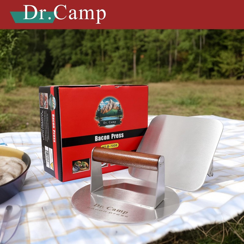 Dr.Camp 2 Pack Stainless Steel Burger Press with Real Wood Handle 7 Silver gallery
