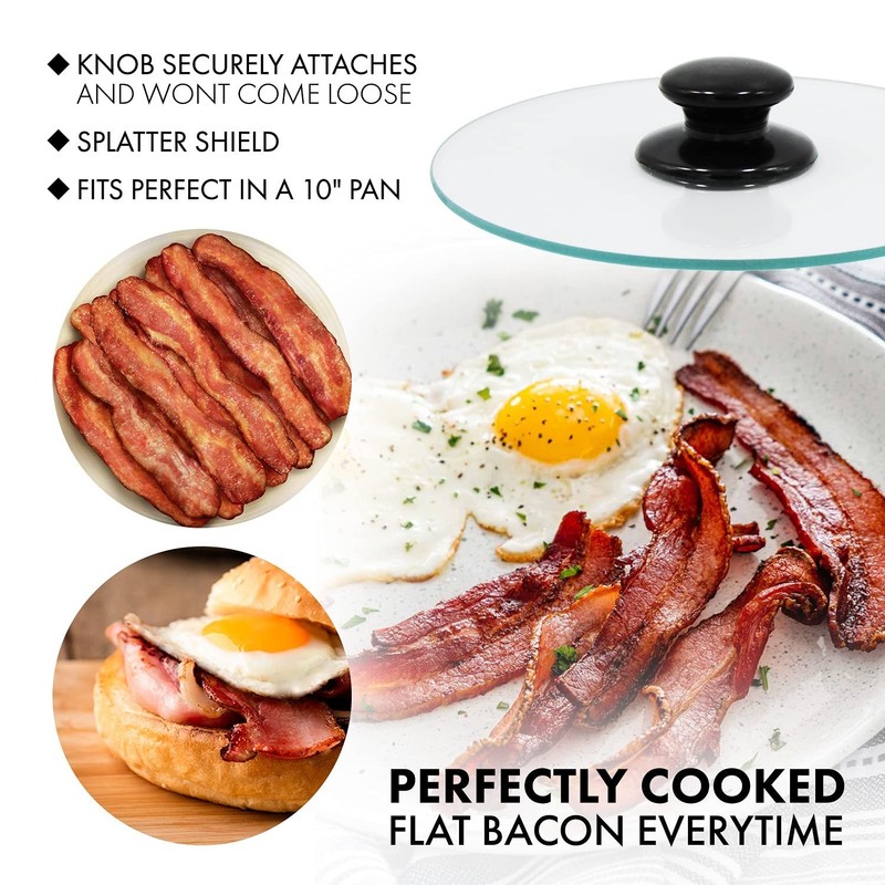 Round Bacon Press & Splatter Shield - 8 Inch Tempered Glass for Perfectly Flat B gallery