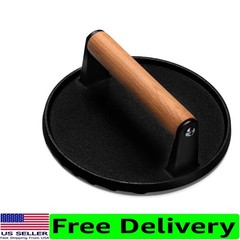 Professional 7” Cast Iron Bacon Press with Textured Bottom for Even Cooking