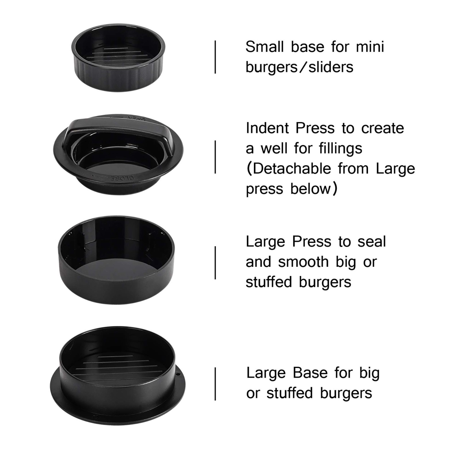 Hamburger Press, Stuffed Patty Maker, Kitchen Tool, Black gallery