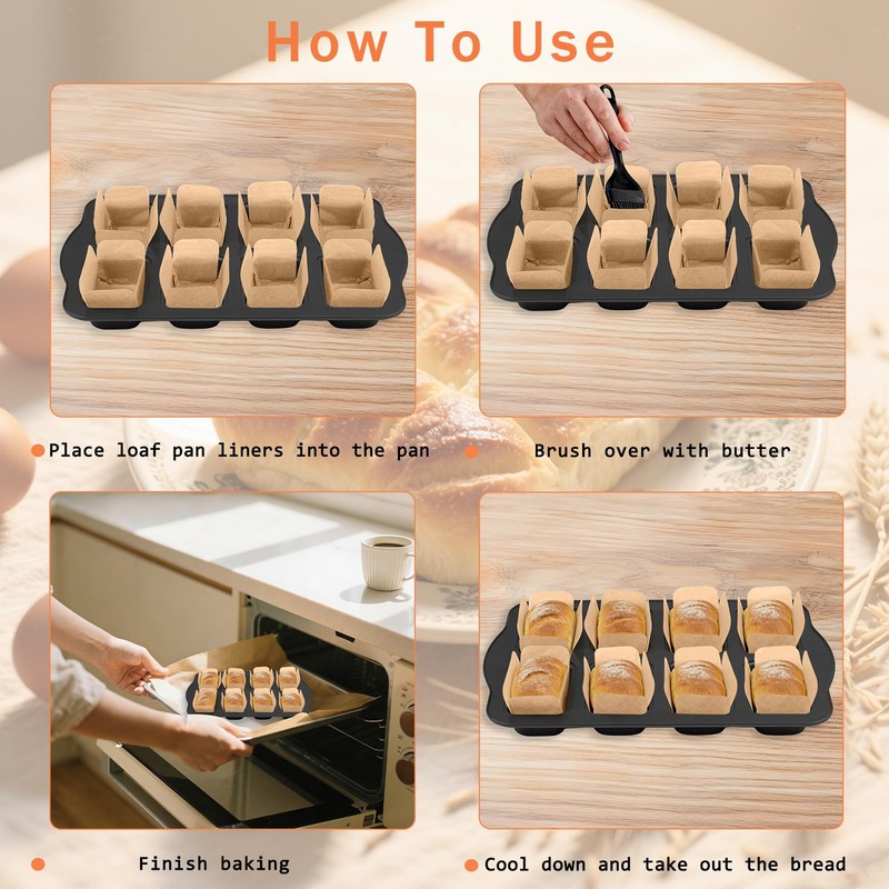 QTRQTR 200 Pcs Parchment Paper Mini Loaf Pan Liners for 3.15*2 inch, Brown gallery