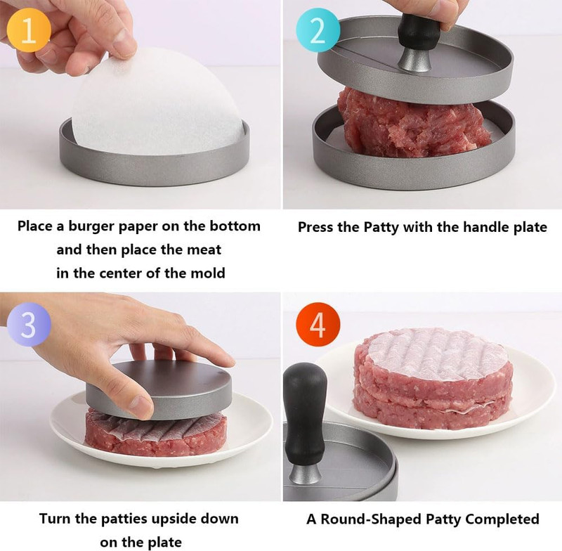 Hamburger Press Patty Maker for Grill Burger, Smasher Burger Press with 100 gallery