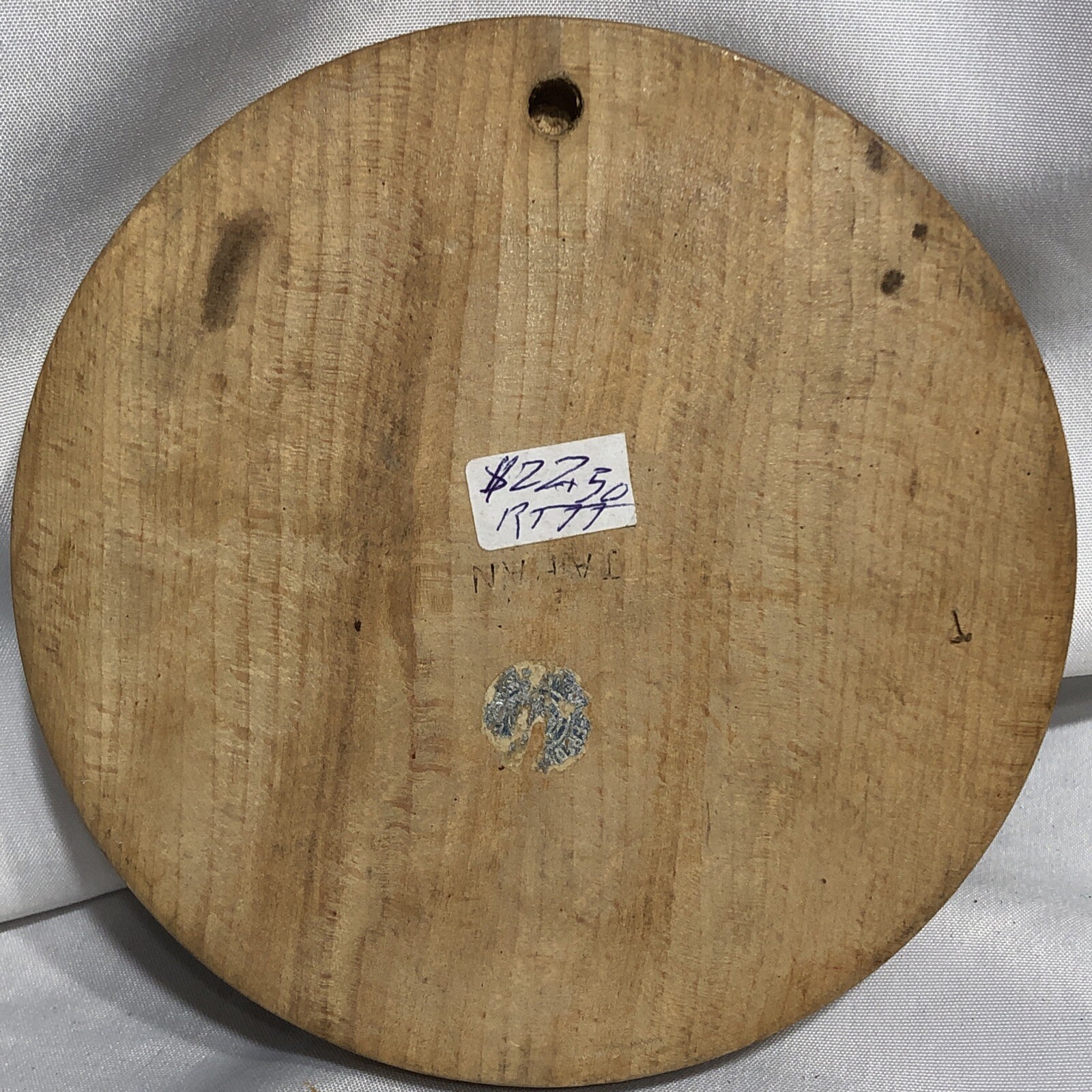 Vtg Burger Press Steer Bull Cow Horns Lariat Wood 5.5” Diameter Wallhanging/344m gallery