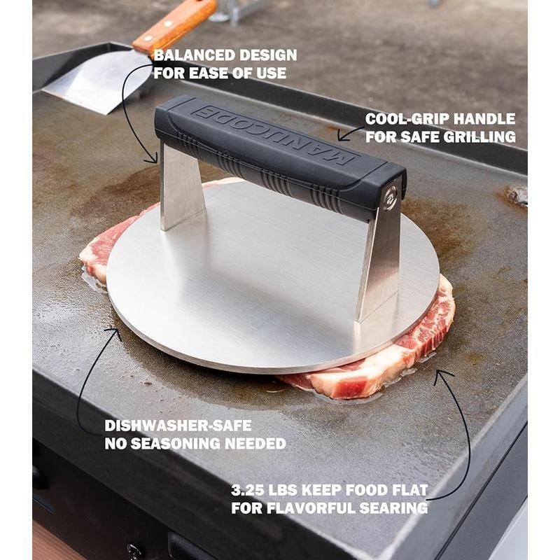 Stainless Steel Heavy Duty Burger Press Meat Smasher Steak Bacon Panini Fish New gallery