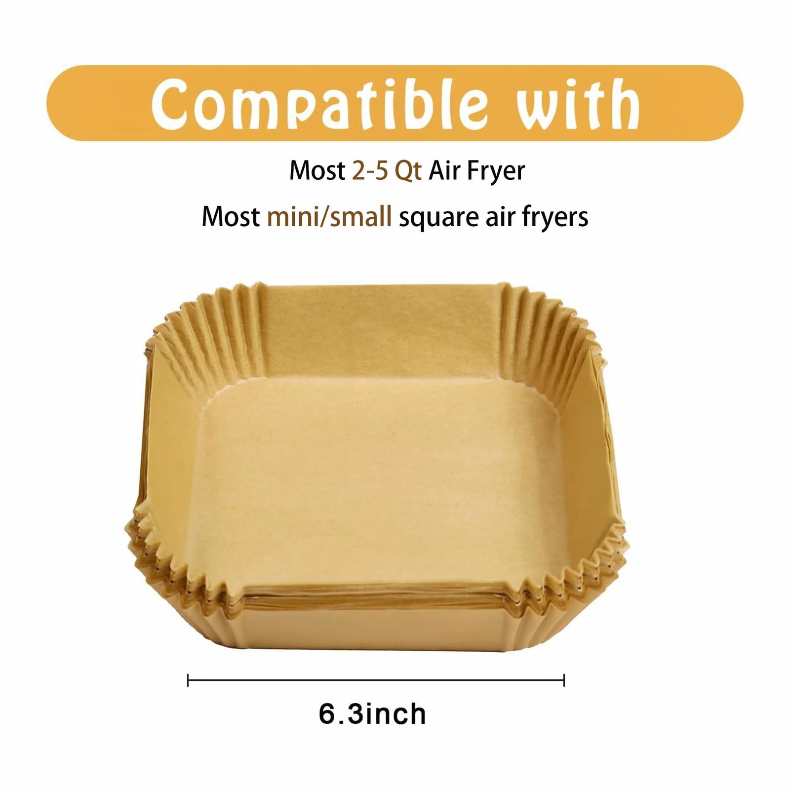 Mini Air Fryer Liners Disposable for Most 2-5 Qt Small 6.3*6.3in, Brown gallery