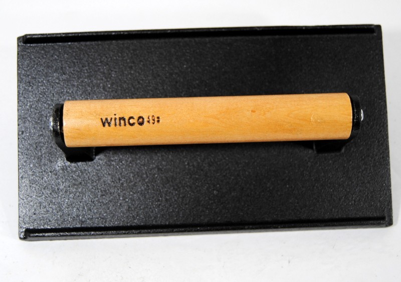 Winco SWA-9 Cast Iron Steak Weight & Bacon Press with Wood "Cool Touch" Handle gallery