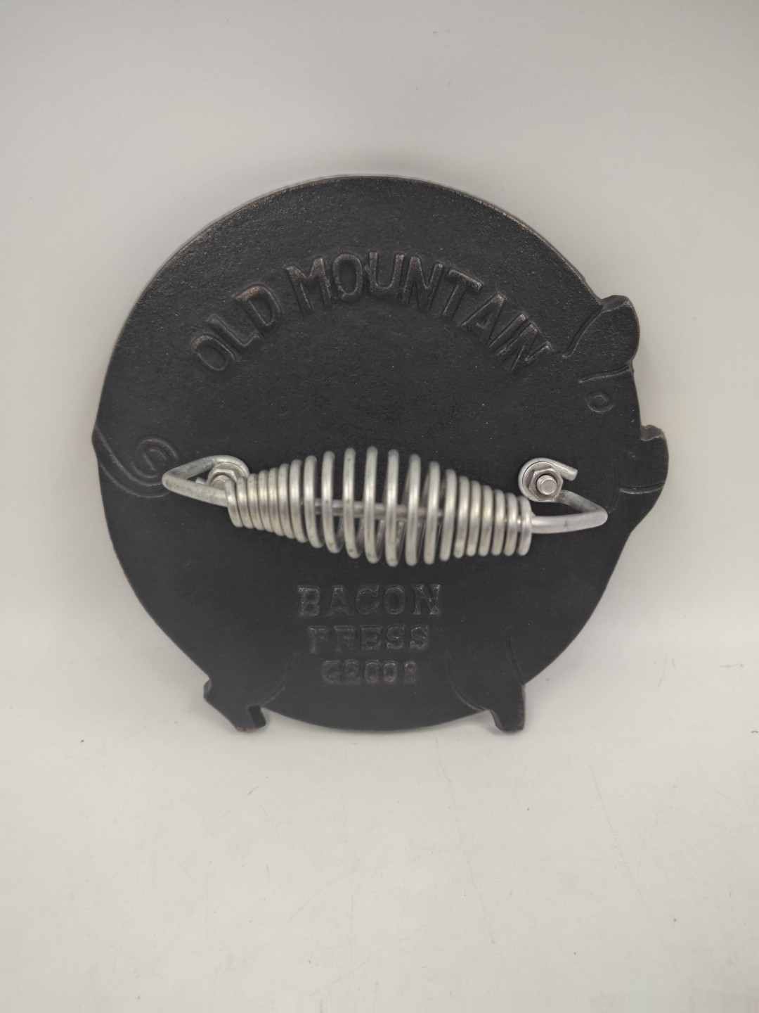 Old Mountain 7" dia. Cast Iron Chubby Pig Shape Bacon Press / Grill Press NICE gallery