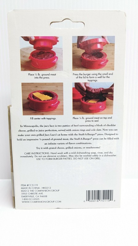 Stuff A Hamburger Press Grill Stuff-A-Burger Juicy Lucy Charcoal Companion NEW gallery