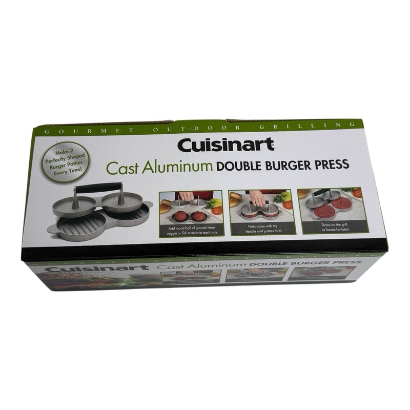 NEW in box Cuisinart Double Burger Press Cast Aluminum Nonstick Gray gallery