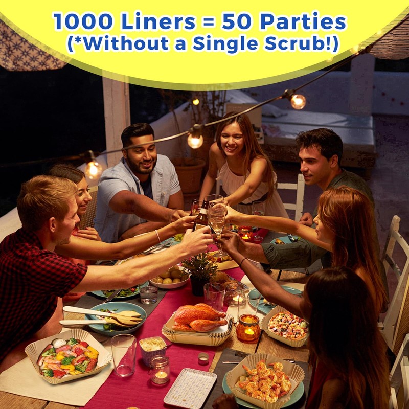 1000 Pcs Air Fryer Paper Liners Value Pack, 8" Square Square, Natural gallery