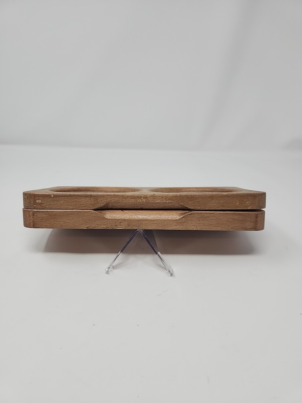 Vintage Farmhouse Style BAUMANN Enamelware & Wood Double Hamburger Press gallery