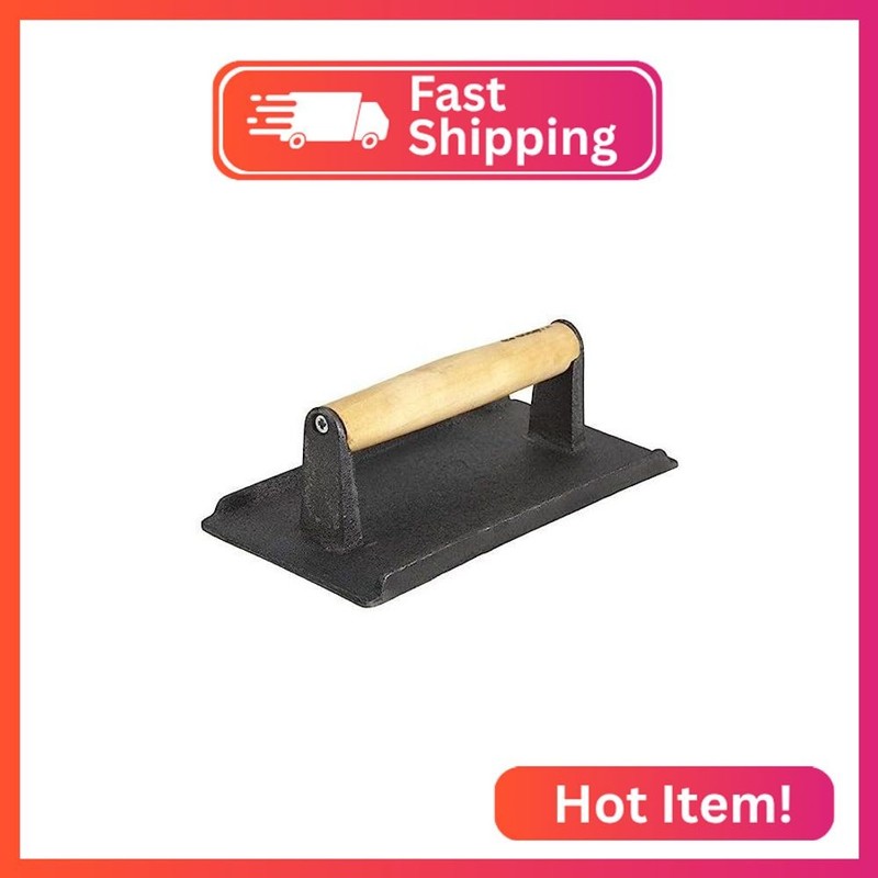 Winco Cast Iron Steak Weight, 4.25-Inch by 8.25-Inch,Black, Tan,Medium gallery