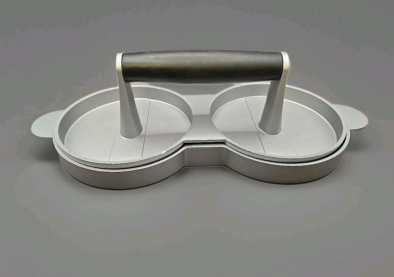 Aluminum DOUBLE PATTY BURGER PRESS Mold Maker With Handle BBQ Cookout Grilling gallery