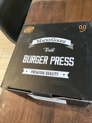 Macks Goodz Grill Burger Press. Cast Iron With Wood Handle. New In Box