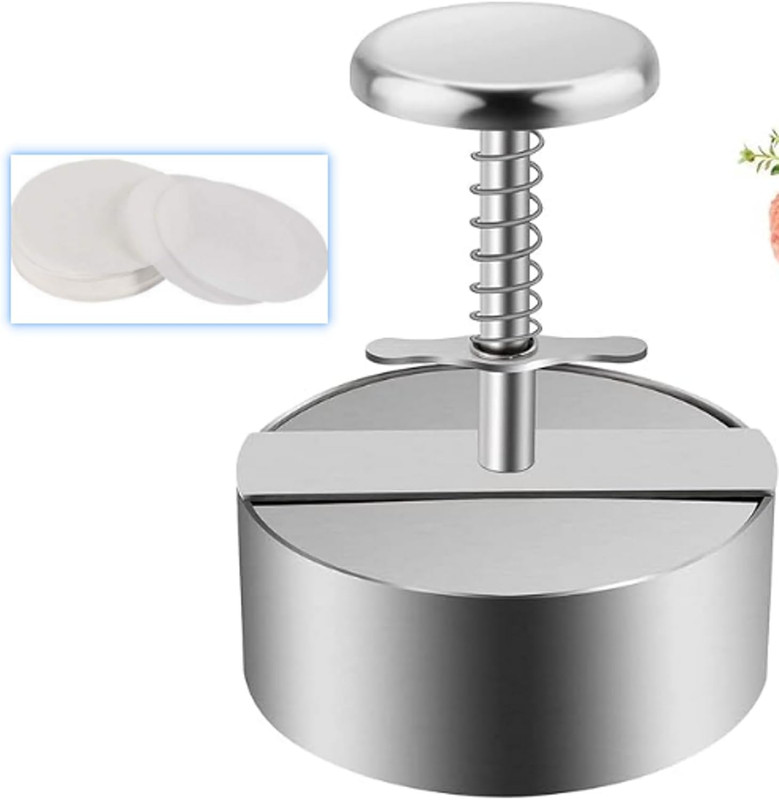 4.5" Burger Maker Press with 50 Patty Papers, 304 Stainless Steel Adjustable ... gallery