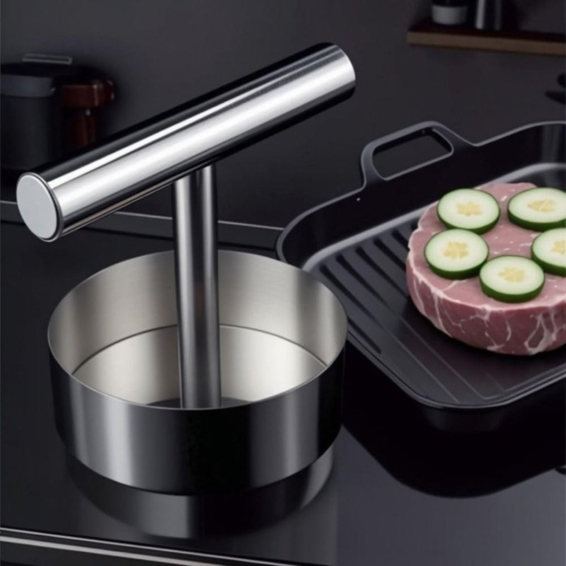 Stainless Steel Burger Press Patty Maker Manual Meat Pie Mould BBQ Grilling gallery