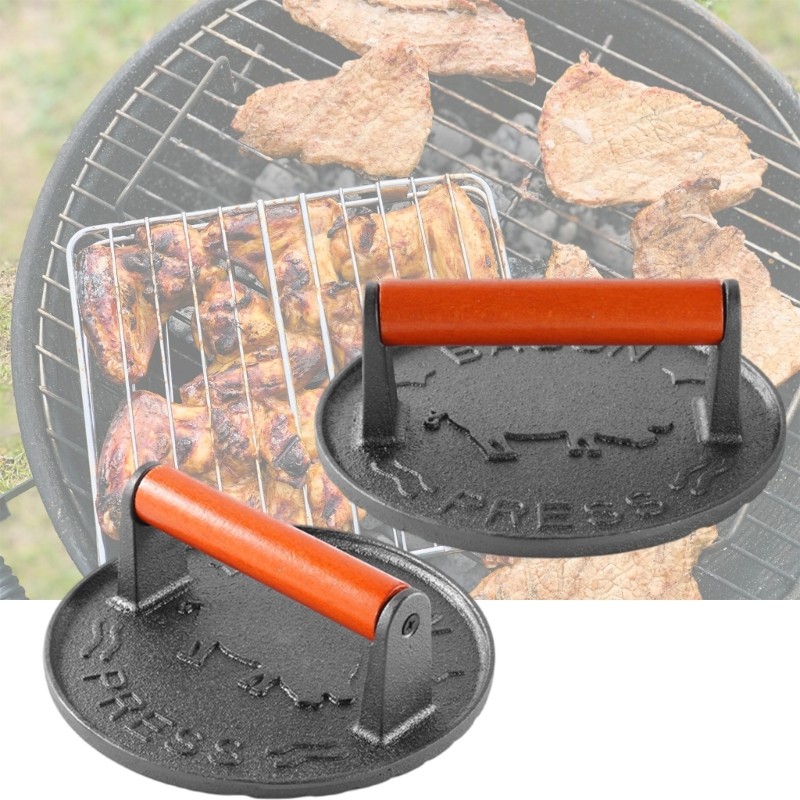 Cast Iron Burger Press Heat Resistant Heavy Duty Patty Maker with Handle gallery
