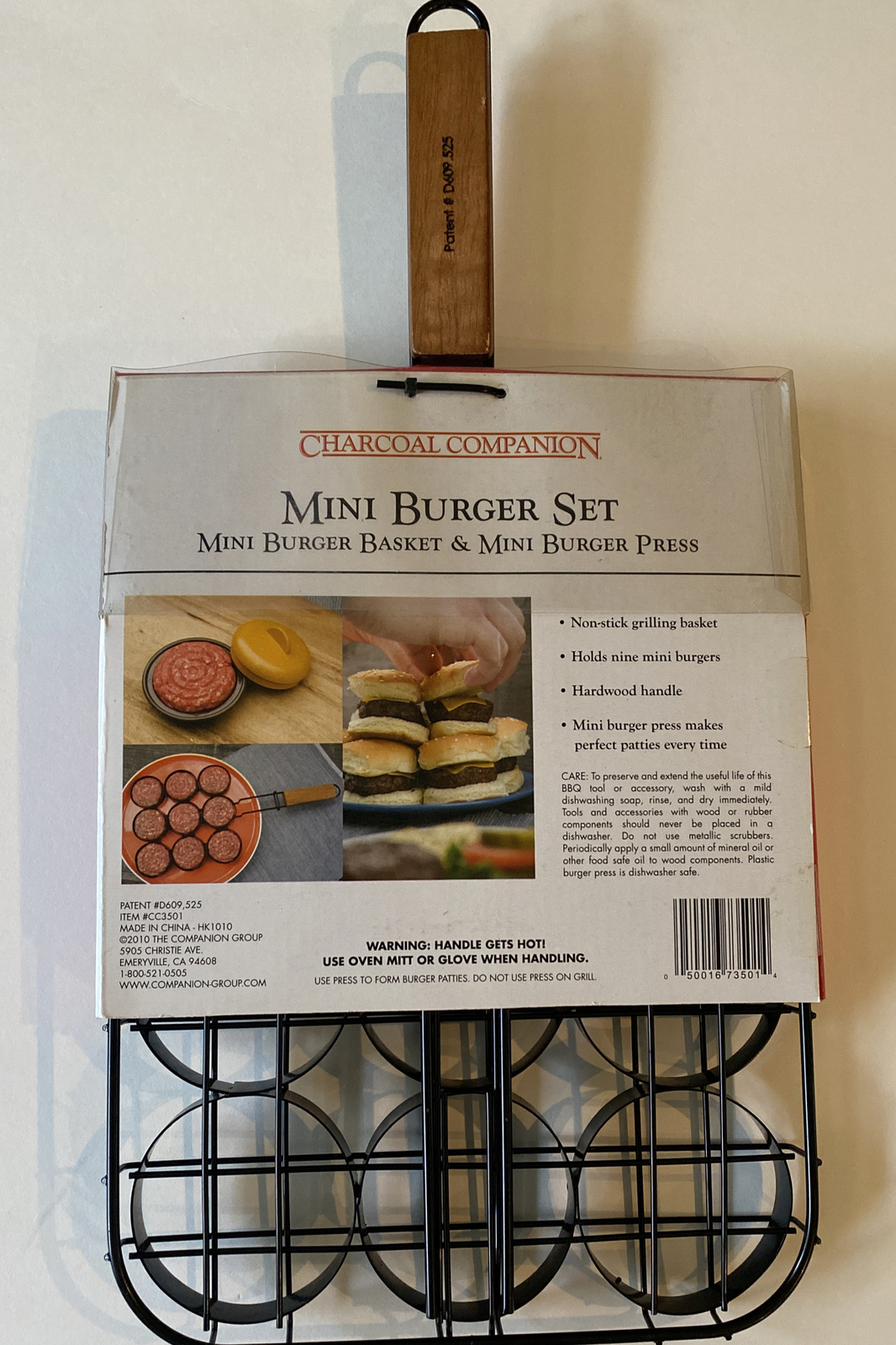 Charcoal Companion Mini Burger Set, Burger Basket & Mini Burger Press -NWT gallery