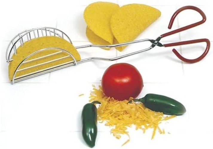 Dishwasher-Safe Taco Press with Ergonomic Red Handle for Perfect Tortillas gallery