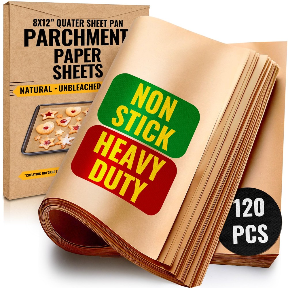Quarter Sheet Pans 8x12 Inch 8" x 12" - 120 Pack, Unbleached Natural Brown