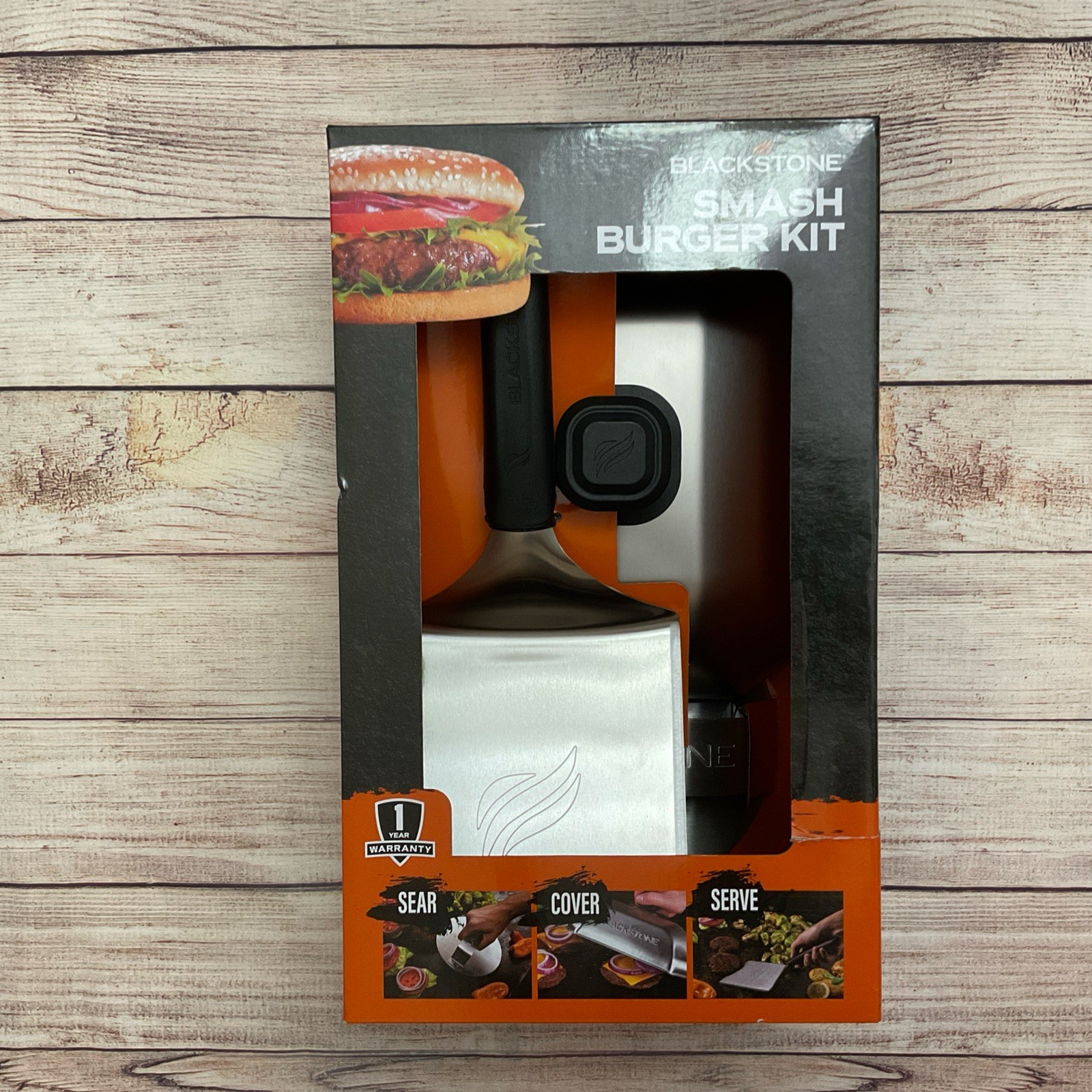 Brand New BLACKSTONE Smash Burger Kit, stainless steel Sear Cover Serve gallery