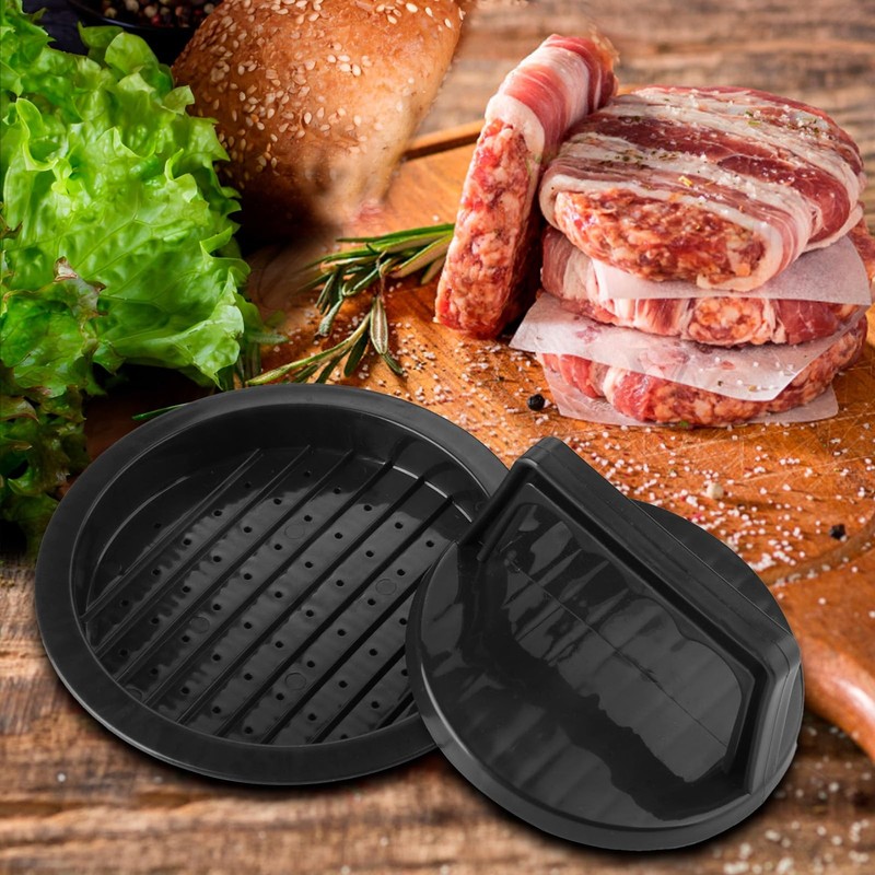 HiempTru Burger Press Patty Maker, Round Non-Stick Stuffed Hamburger Press Ac... gallery